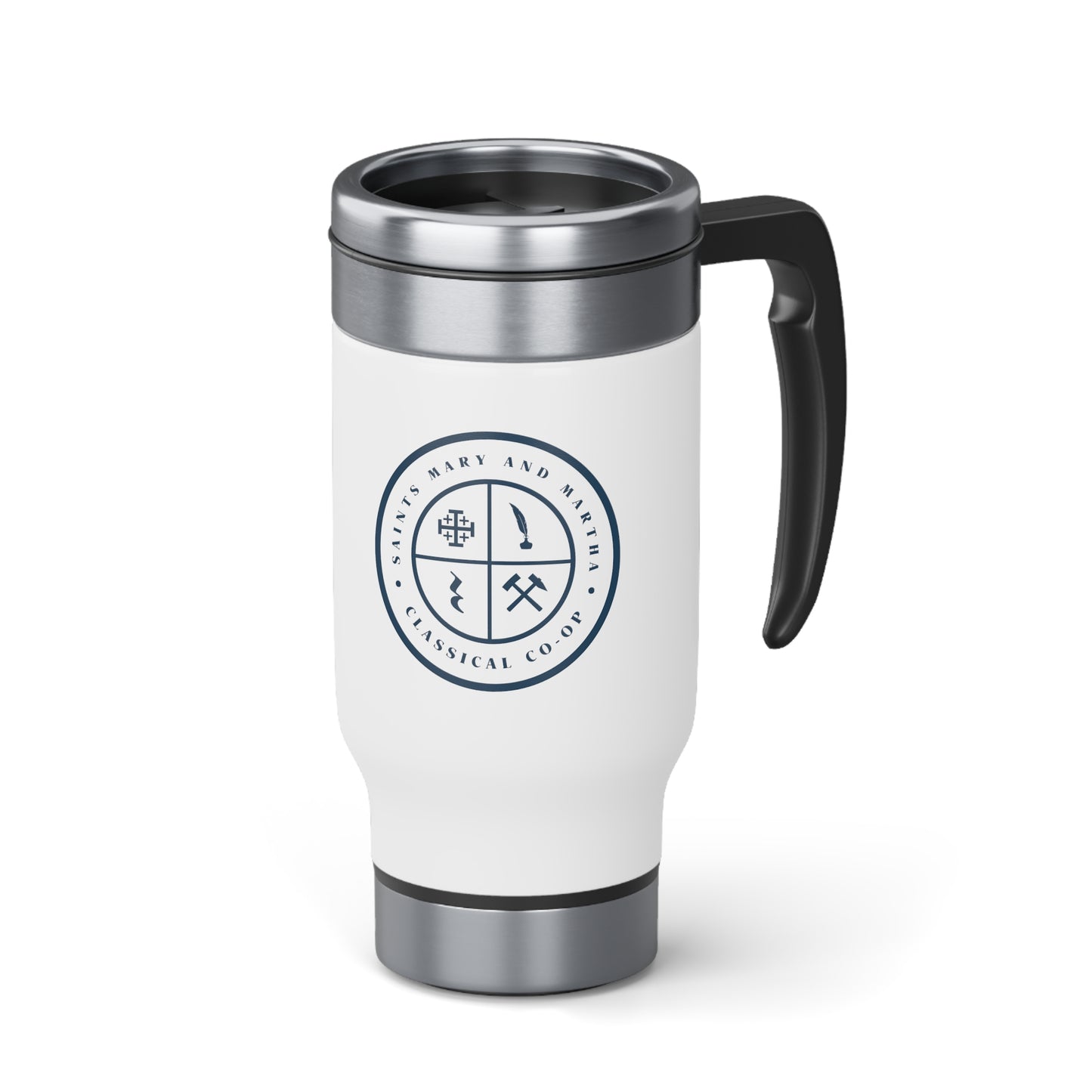 Sts. Mary & Martha Co-Op Stainless Steel Travel Mug with Handle, 14oz