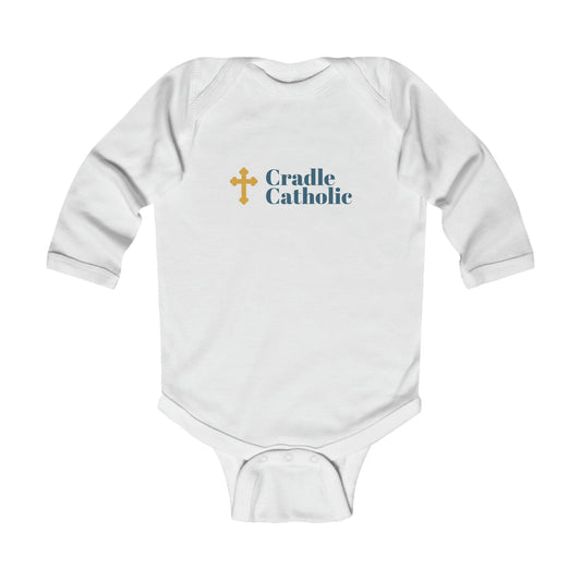 Cradle Catholic Long Sleeve Bodysuit | Adorable Gift for Catholic Baptism, Baby, or Newborn