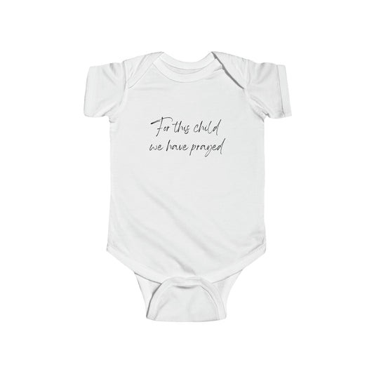 For this child we have prayed! | Shortsleeve | Rainbow baby | Perfect Gift for Catholic Baptism, Newborn, and Baby | Catholic baby clothes